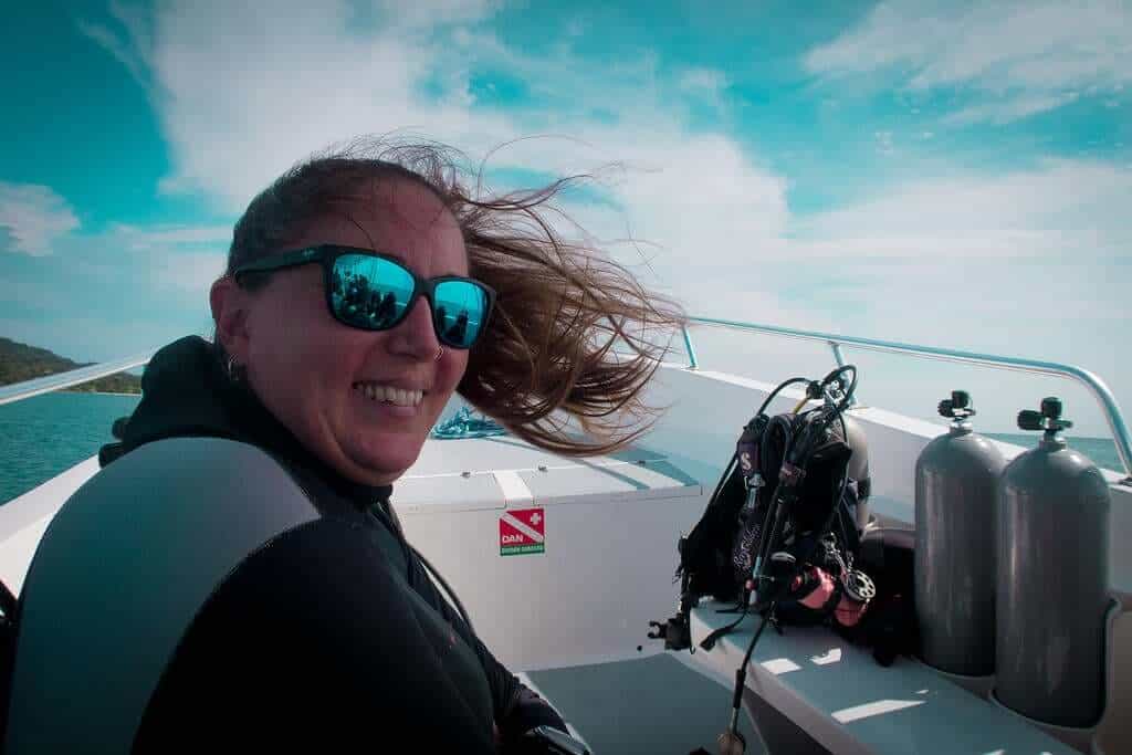 Diver smiling on boat