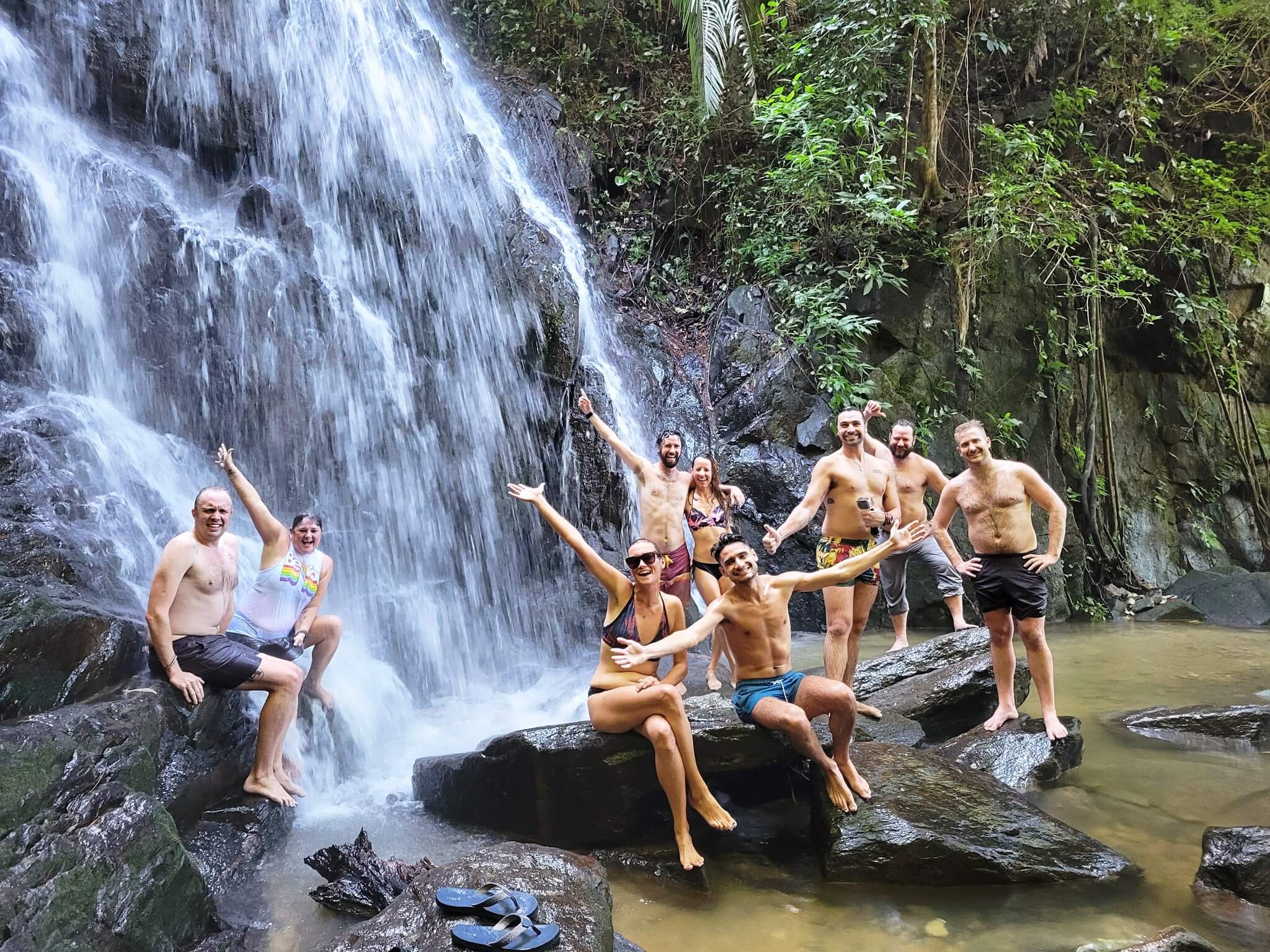 People at waterfall